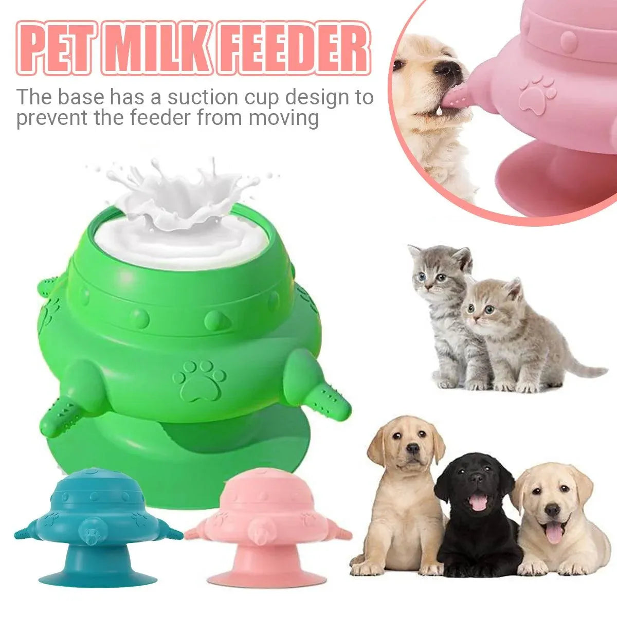 Silicone Pet Feeding Device Anti-choking Bionic Breast-feeding Water Feeder - Pink