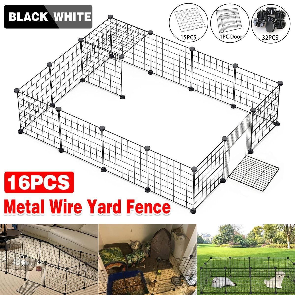 16pcs Large Cat Cage Indoor Cat Villa Double Layer Cat House Anti-jump Cat Fence - White