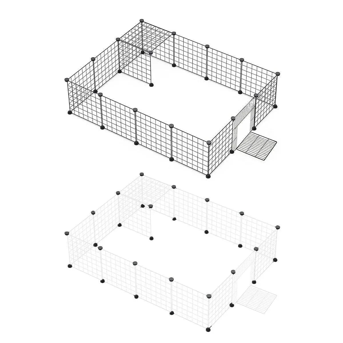 16pcs Large Cat Cage Indoor Cat Villa Double Layer Cat House Anti-jump Cat Fence - White