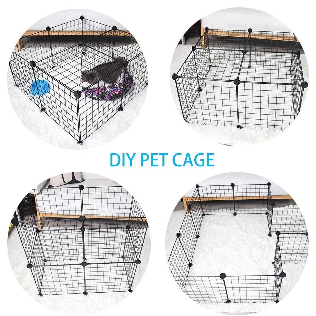 16pcs Large Cat Cage Indoor Cat Villa Double Layer Cat House Anti-jump Cat Fence - White