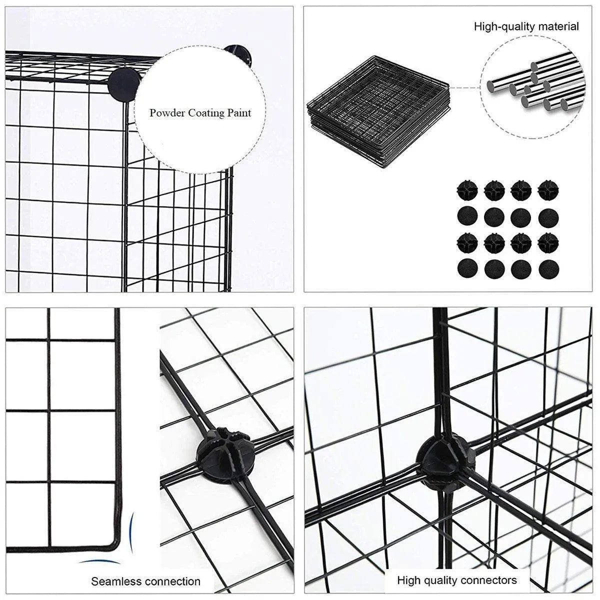 16pcs Large Cat Cage Indoor Cat Villa Double Layer Cat House Anti-jump Cat Fence - White