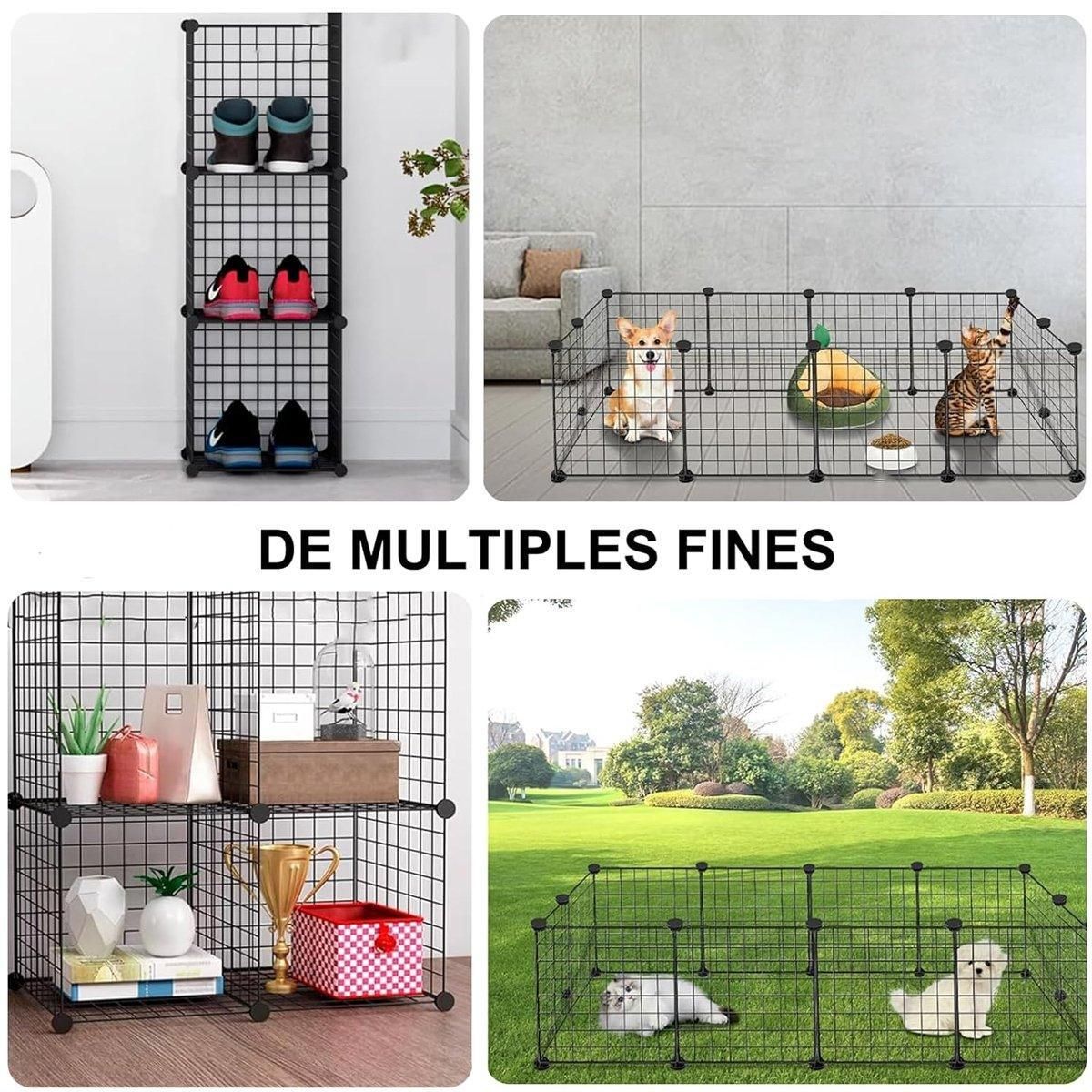 16pcs Large Cat Cage Indoor Cat Villa Double Layer Cat House Anti-jump Cat Fence - White