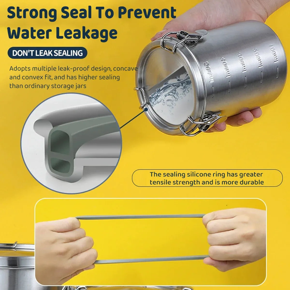 Stainless Steel Pet Food Storage Bucket Dog Cat Grain Container Bin Kitchen - 1000ml