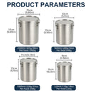 Stainless Steel Pet Food Storage Bucket Dog Cat Grain Container Bin Kitchen - 1600ml
