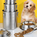 Stainless Steel Pet Food Storage Bucket Dog Cat Grain Container Bin Kitchen - 1600ml