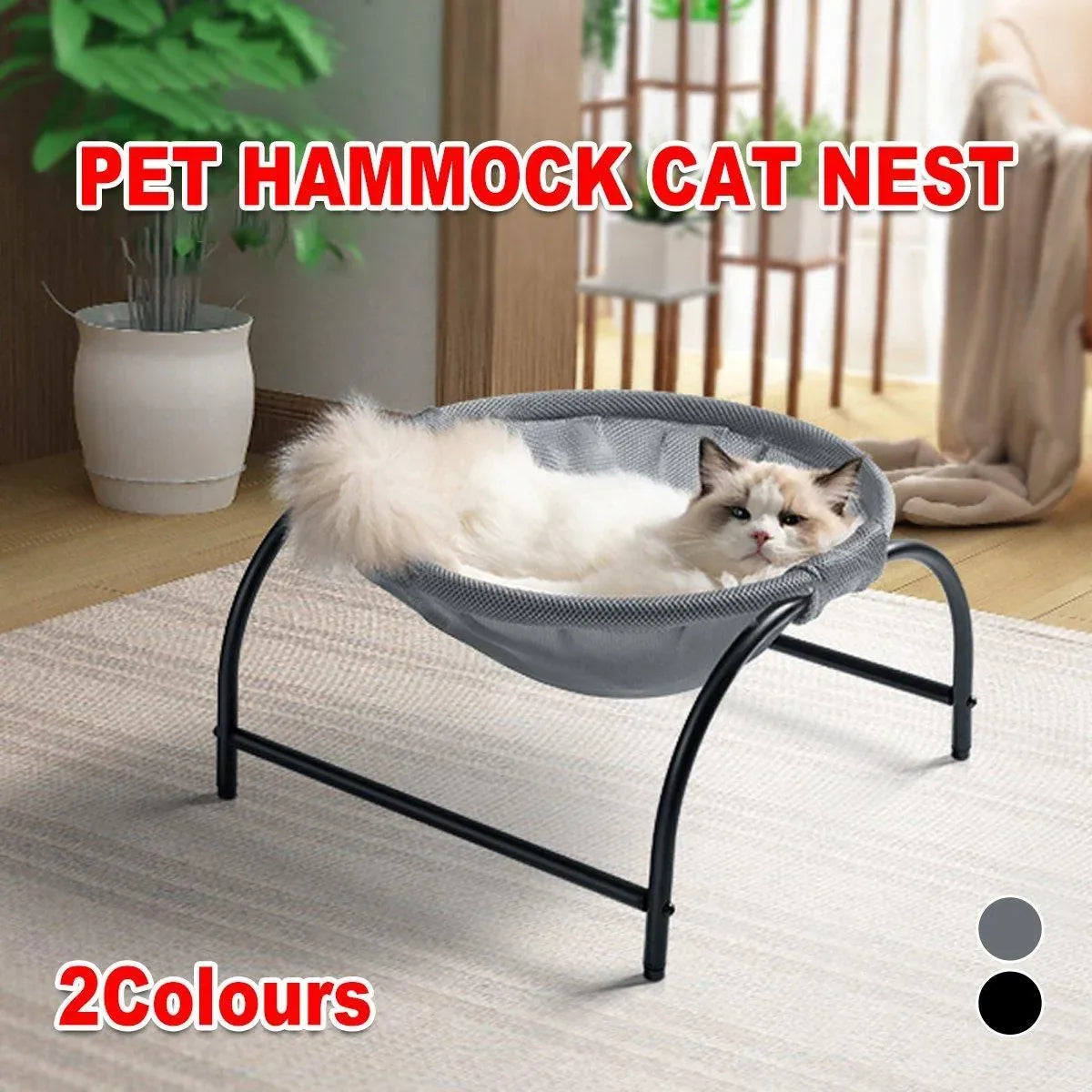 Hanging Bed Pet Litter Basket Cozy Cat Hammock Durable Comfortable Sleeping Spot - Black
