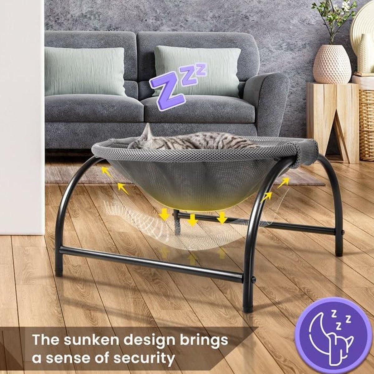 Hanging Bed Pet Litter Basket Cozy Cat Hammock Durable Comfortable Sleeping Spot - Grey