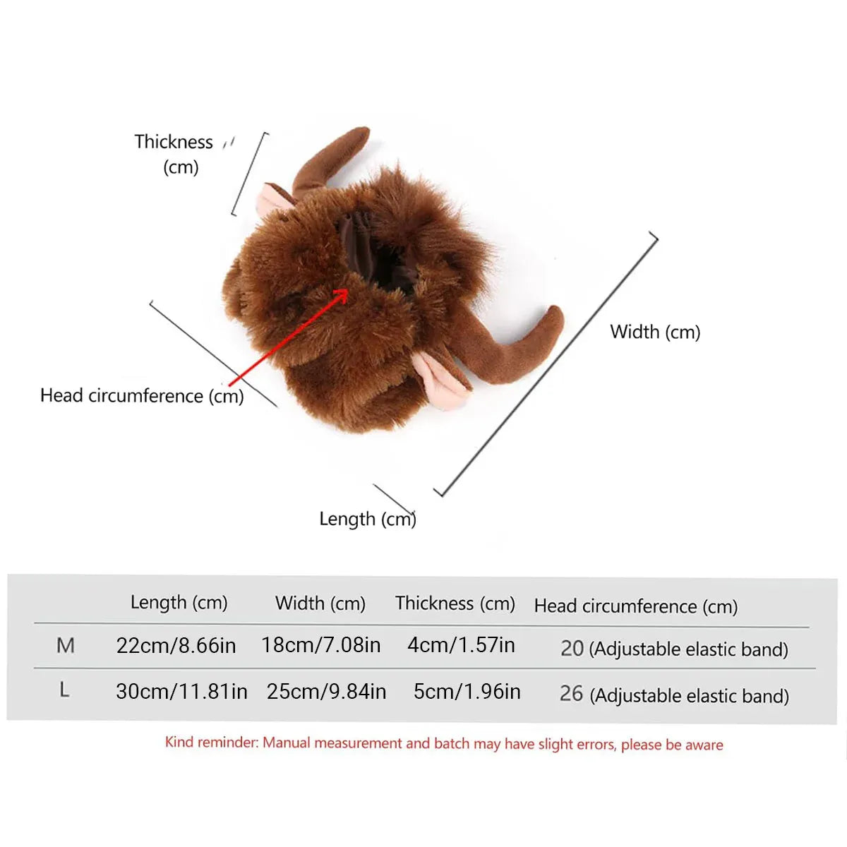 Pet Horn Wigs Headwear Adjustable for Dogs Cats Soft Comfortable Decoration - M
