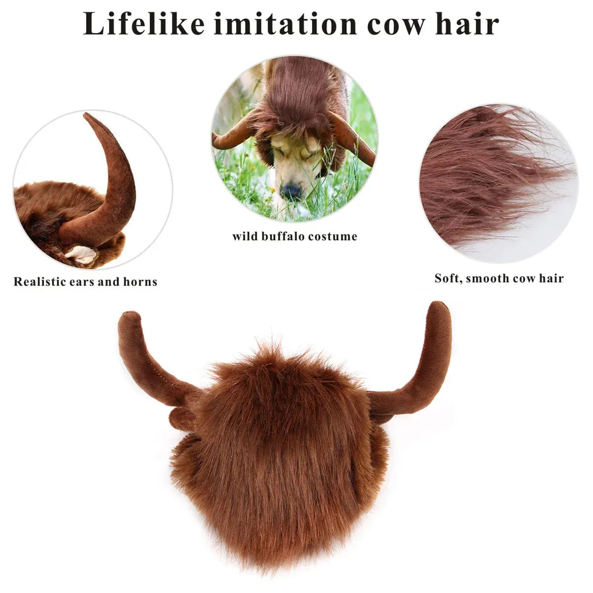 Pet Horn Wigs Headwear Adjustable for Dogs Cats Soft Comfortable Decoration - M