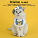 Pet Clothes Set Lace Bib with Hat Soft Cotton for Dogs Cats Wear Decoration - White
