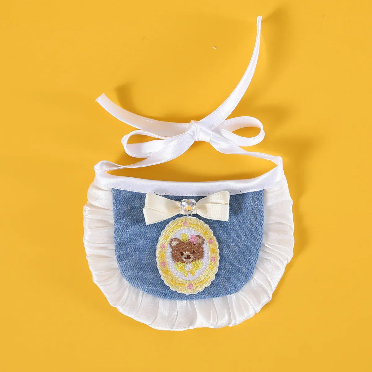 Pet Clothes Set Lace Bib with Hat Soft Cotton for Dogs Cats Wear Decoration - White