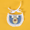 Pet Clothes Set Lace Bib with Hat Soft Cotton for Dogs Cats Wear Decoration - White