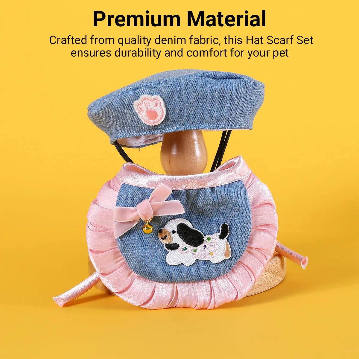 Pet Clothes Set Lace Bib with Hat Soft Cotton for Dogs Cats Wear Decoration - White