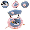 Pet Clothes Set Lace Bib with Hat Soft Cotton for Dogs Cats Wear Decoration - White