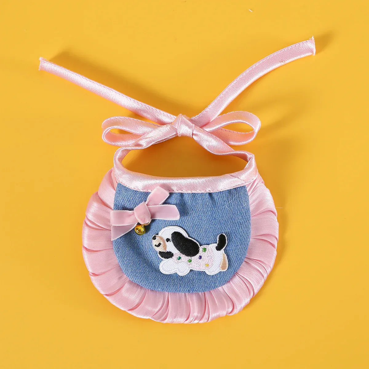 Pet Clothes Set Lace Bib with Hat Soft Cotton for Dogs Cats Wear Decoration - White