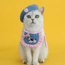Pet Clothes Set Lace Bib with Hat Soft Cotton for Dogs Cats Wear Decoration - White