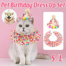 Dog Cat Birthday Dress Bib Felt Hat Party Supplies Drool Towel for Pet Parties - L