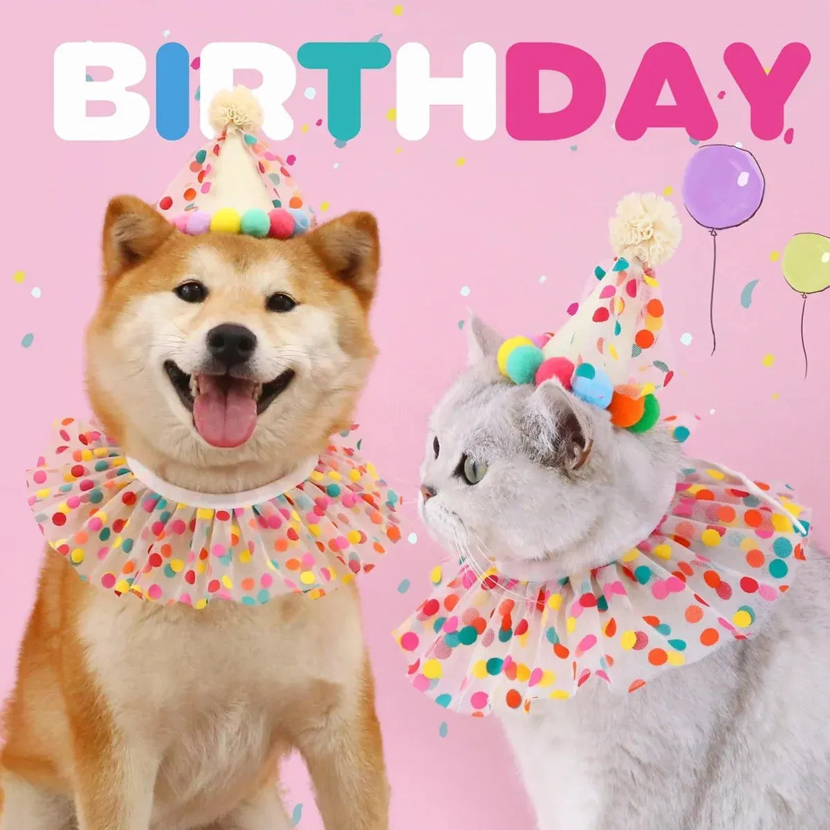 Dog Cat Birthday Dress Bib Felt Hat Party Supplies Drool Towel for Pet Parties - L