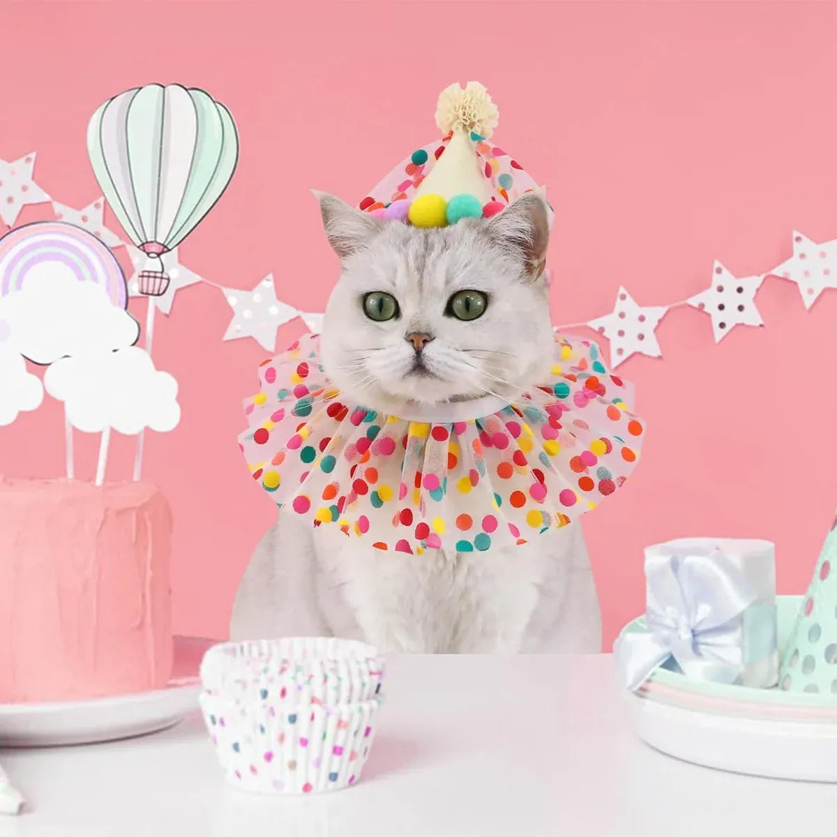Dog Cat Birthday Dress Bib Felt Hat Party Supplies Drool Towel for Pet Parties - S