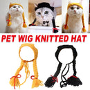 Cat Headwear Handmade Braid Hat Cat Wig Hat Cat Hair Accessory Pet Decoration - Black
