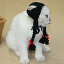 Cat Headwear Handmade Braid Hat Cat Wig Hat Cat Hair Accessory Pet Decoration - Black