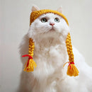 Cat Headwear Handmade Braid Hat Cat Wig Hat Cat Hair Accessory Pet Decoration - Black