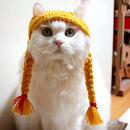 Cat Headwear Handmade Braid Hat Cat Wig Hat Cat Hair Accessory Pet Decoration - Black