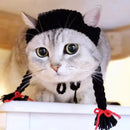 Cat Headwear Handmade Braid Hat Cat Wig Hat Cat Hair Accessory Pet Decoration - Yellow