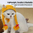 Cat Headwear Handmade Braid Hat Cat Wig Hat Cat Hair Accessory Pet Decoration - Yellow