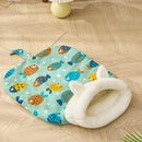 Semi Enclosed Warm Cat Sleeping Bag Comfortable Soft Fleece Pet Bed Easy Clean - Avocado