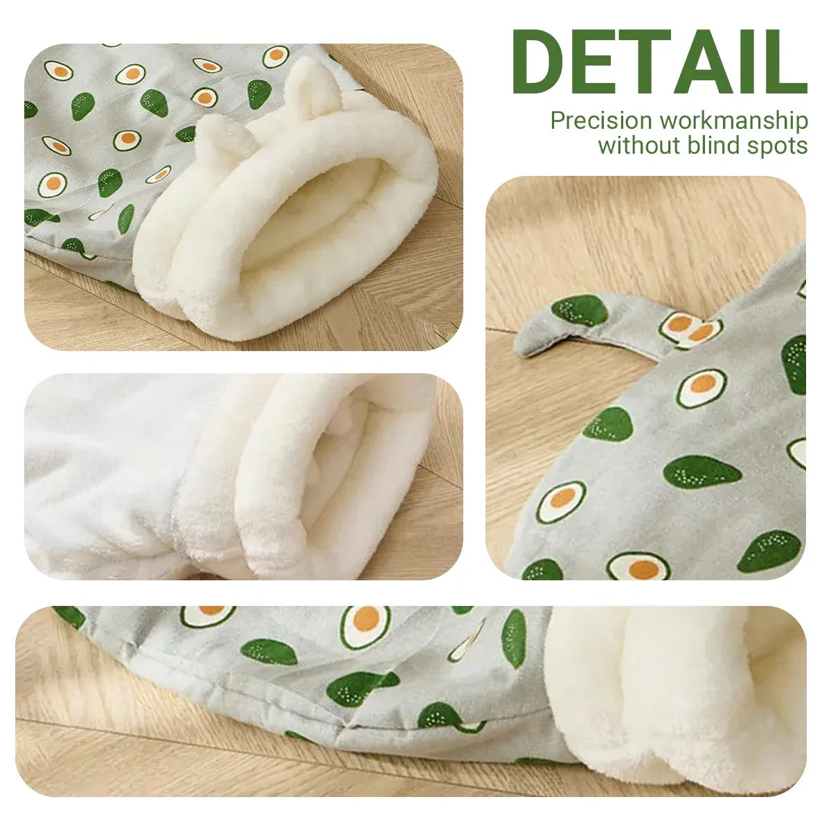 Semi Enclosed Warm Cat Sleeping Bag Comfortable Soft Fleece Pet Bed Easy Clean - Fish
