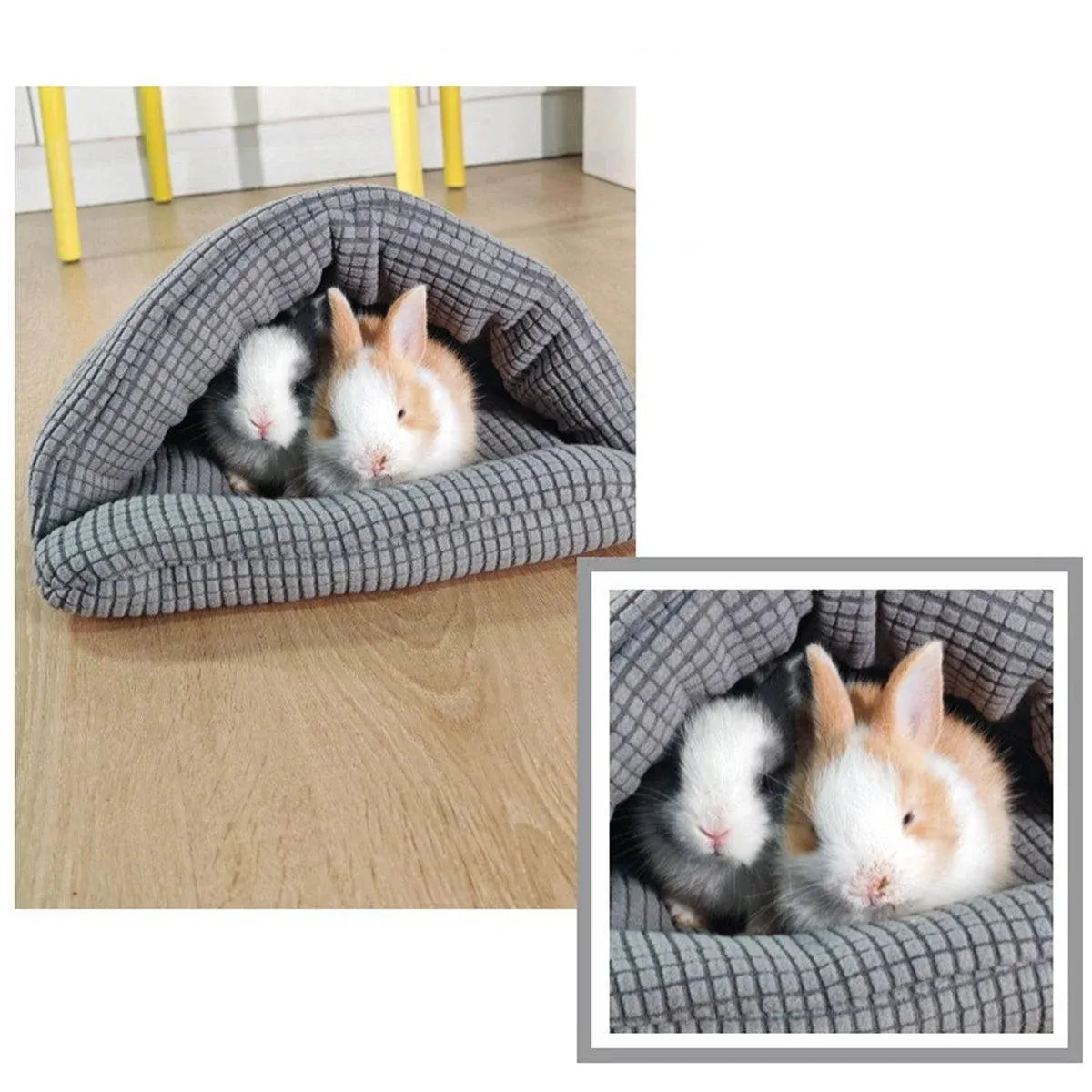 Pet Kennel Sleeping Bag Semi Enclosed Bed for Small Animals Cats and Puppies - Grey