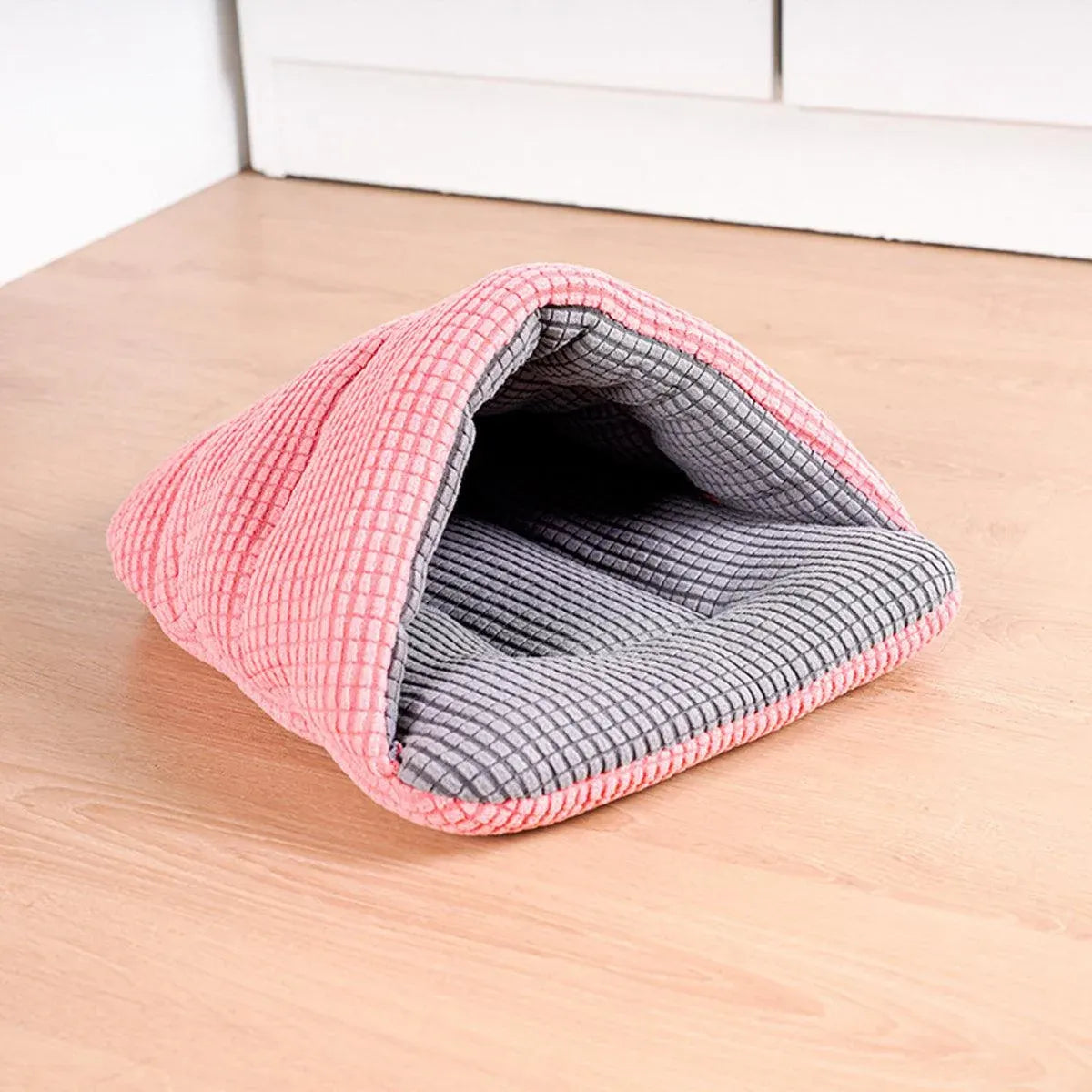 Pet Kennel Sleeping Bag Semi Enclosed Bed for Small Animals Cats and Puppies - Grey