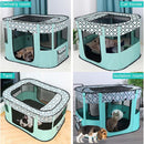 Foldable Cat Dog Kennel Pet Delivery Cage Portable Pet Fence Tent - Purple-L