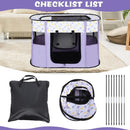 Foldable Cat Dog Kennel Pet Delivery Cage Portable Pet Fence Tent - Purple-XL