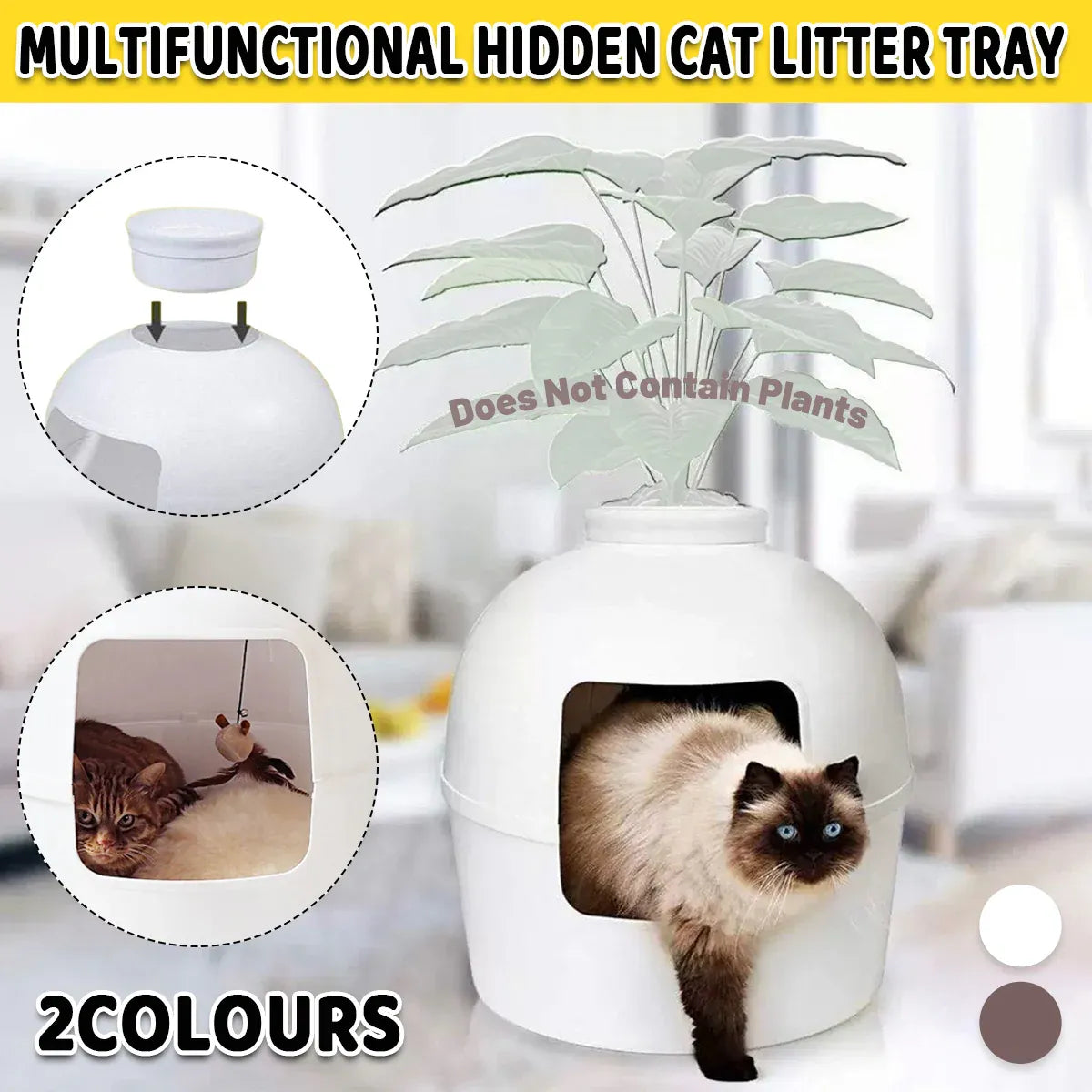 Plastic Pet Kennel Small Dog Cat Litter Box Teddy Villa Easy Clean Hair Guard - White