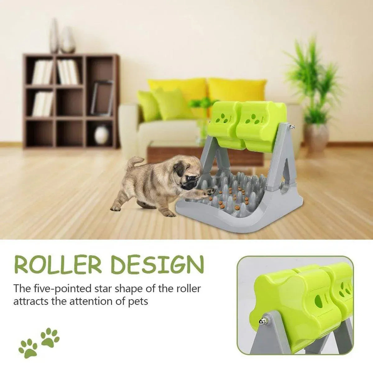 Roller Type Leaky Slow Food Toy Automatic Feeders for Dogs Interactive Playtime - Orange