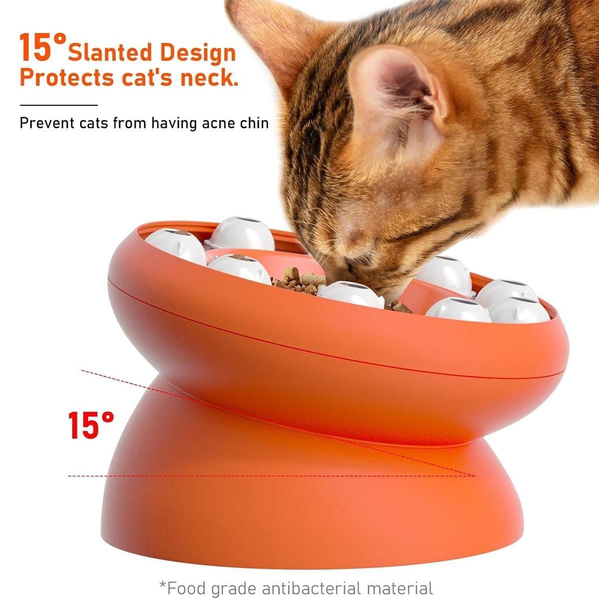 Pet Slow Feeder Interactive Cat Dog Food Dispenser Puzzle Toy for Healthy Eating - Orange