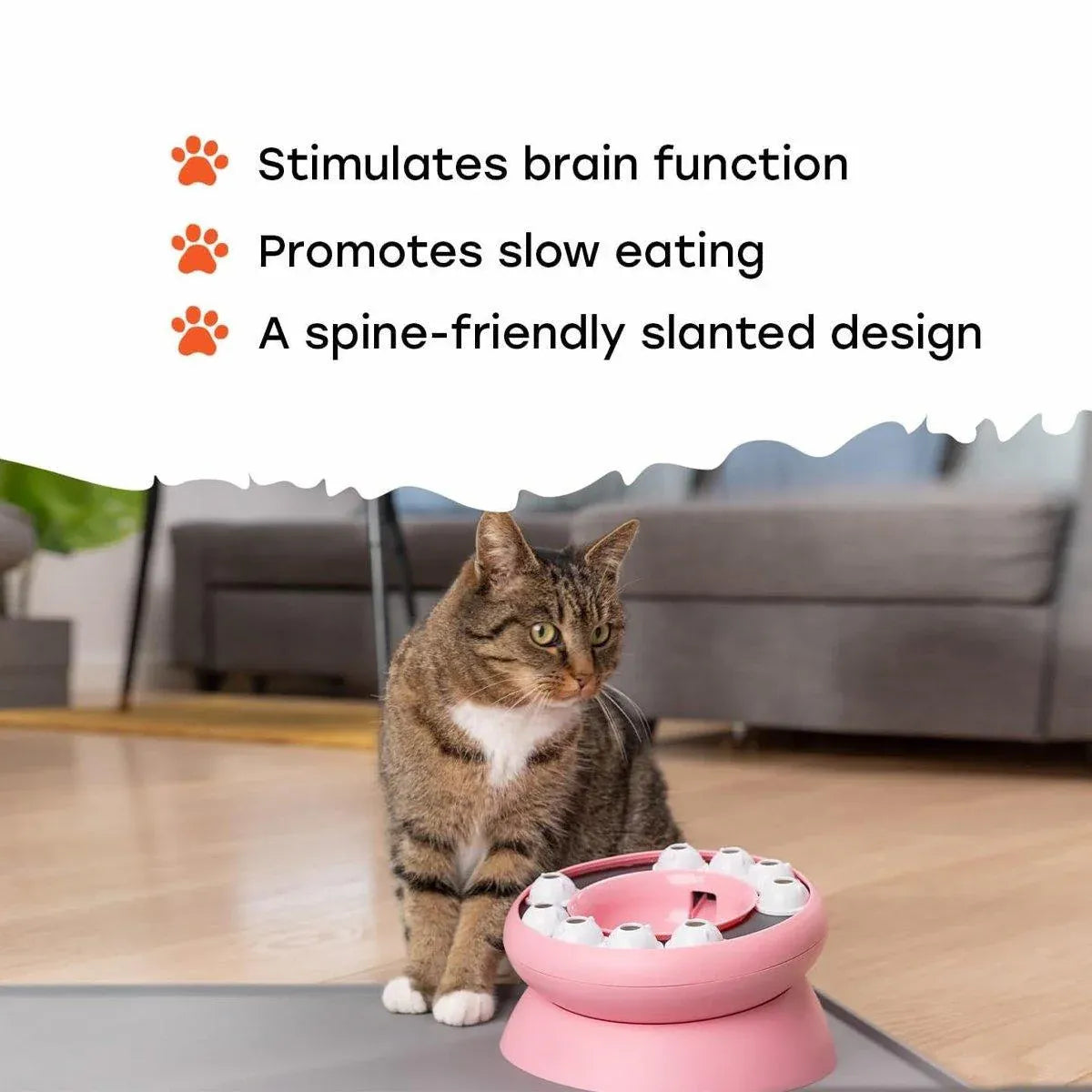 Pet Slow Feeder Interactive Cat Dog Food Dispenser Puzzle Toy for Healthy Eating - Orange