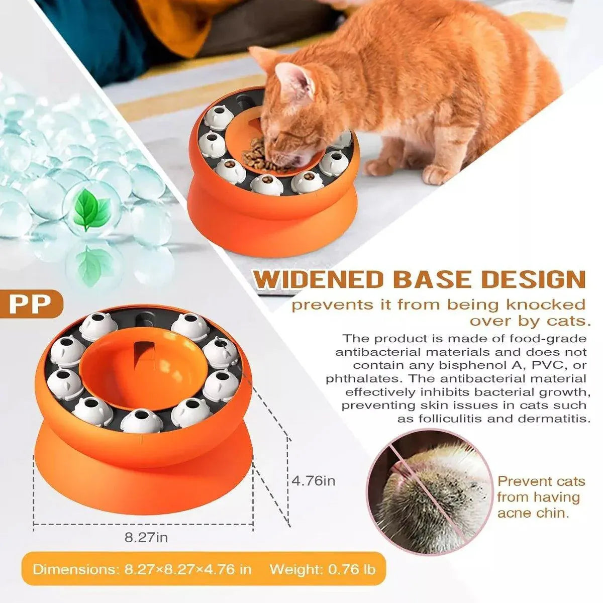 Pet Slow Feeder Interactive Cat Dog Food Dispenser Puzzle Toy for Healthy Eating - Pink