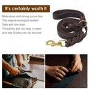 Dog Leash Cowhide Lead Heavy Duty Leather M Size Brown For Walking Training - Black