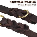 Dog Leash Cowhide Lead Heavy Duty Leather M Size Brown For Walking Training - Black