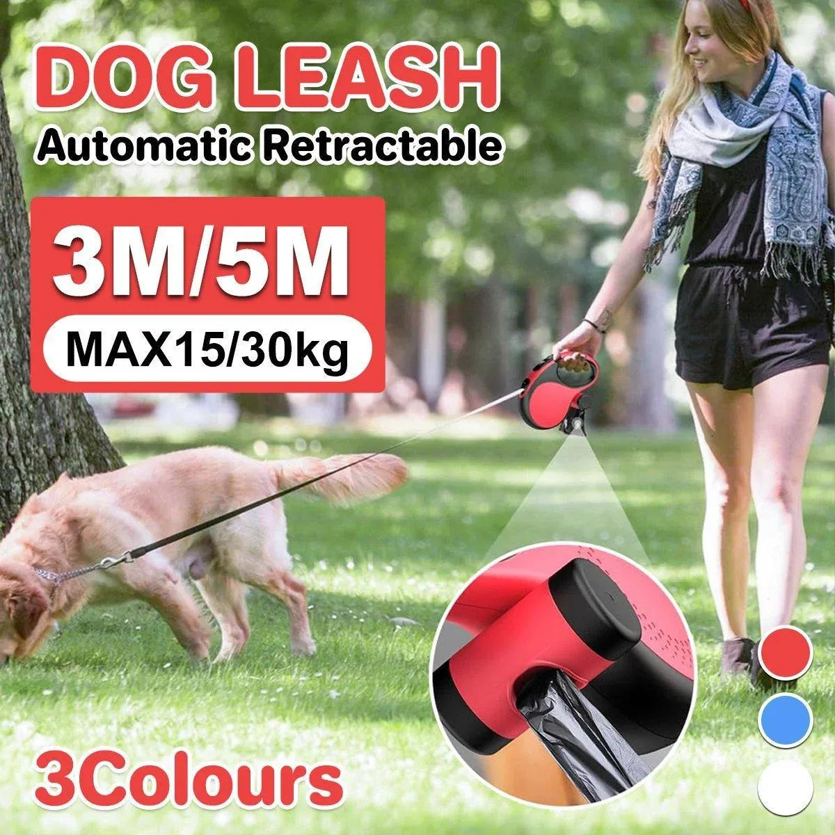 Durable Pet Leash for Small Dogs Adjustable Dog Leash Comfortable Pet Harness - Blue-5M