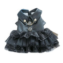 Autumn Winter Pet Dog Cat Dress Faux Leather Sequin Skirt Outfit for Small Dogs - L
