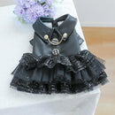 Autumn Winter Pet Dog Cat Dress Faux Leather Sequin Skirt Outfit for Small Dogs - L