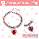 Pet Rhinestone Collar 4PCS Heart Pendant Cat Dog Adjustable 16.5-26cm