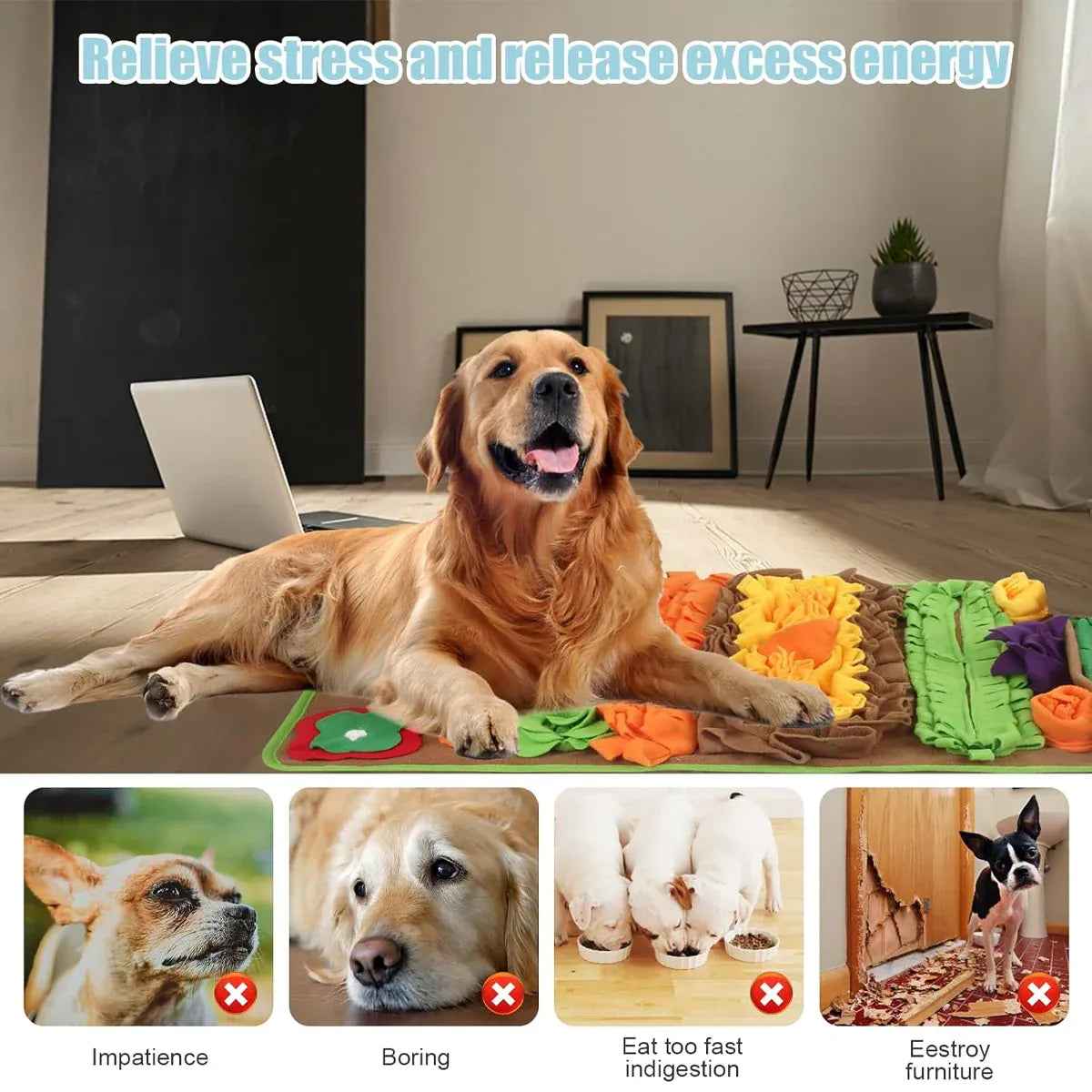 Pet Snuffle Mat Dog Hiding Toy Washable Interactive Puzzle Mat Boredom Relief