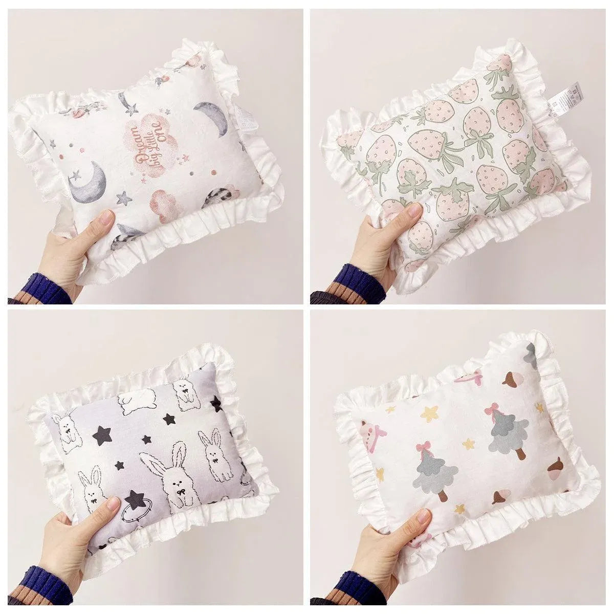 Lace Cat Pillow Soft Pet Cushion for Sleeping Comfortable Kitty Bed Cushion - White Strawberry