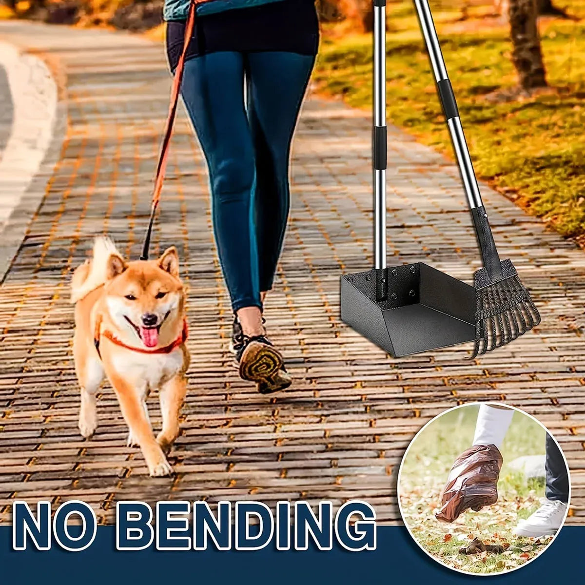 Pet Waste Removal Tool Set Stainless Steel Scooper Rake Shovel Dustpan Outdoors