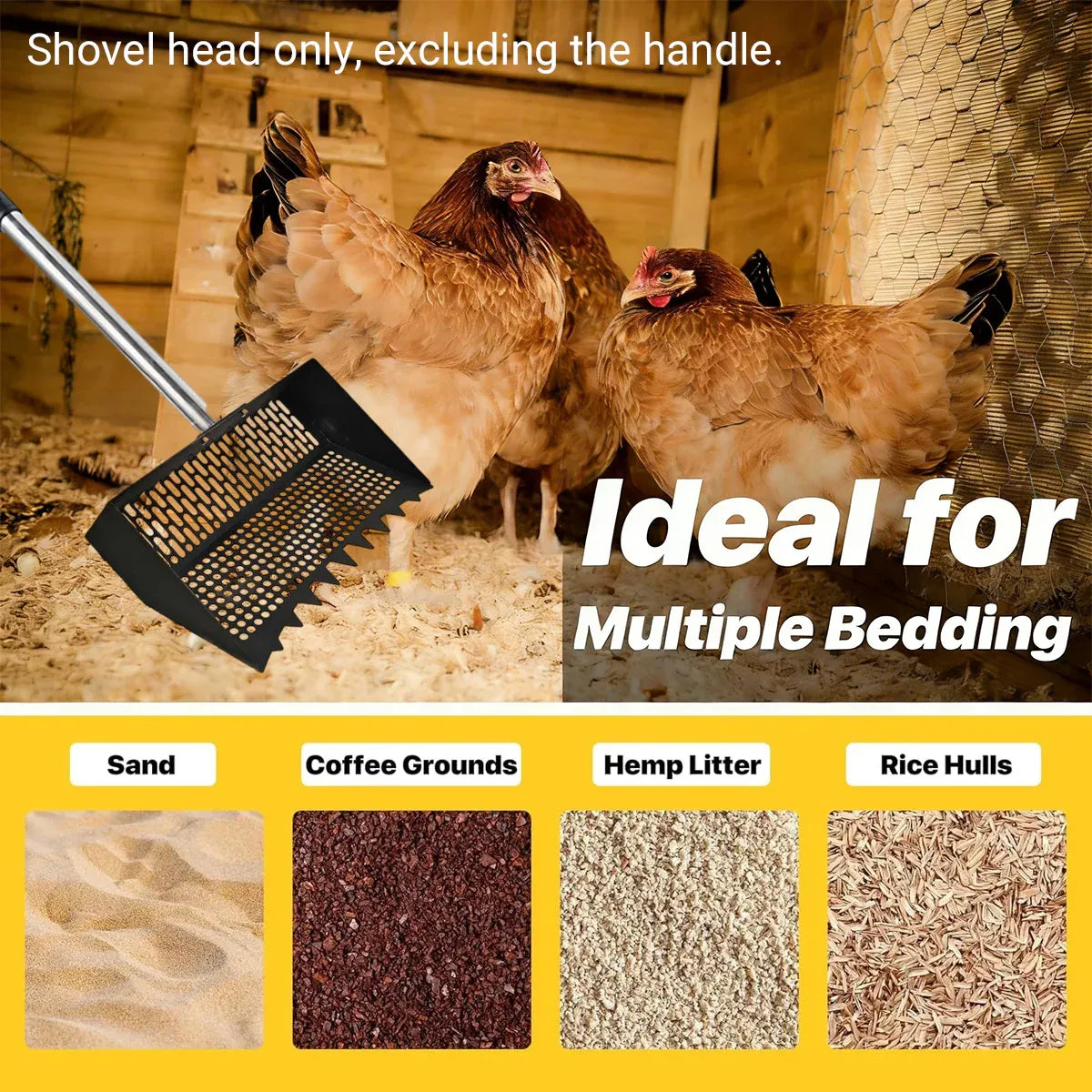 Chicken Coop Cleaning Shovel Head Metal Litter Scoop Sifter Garden Tool